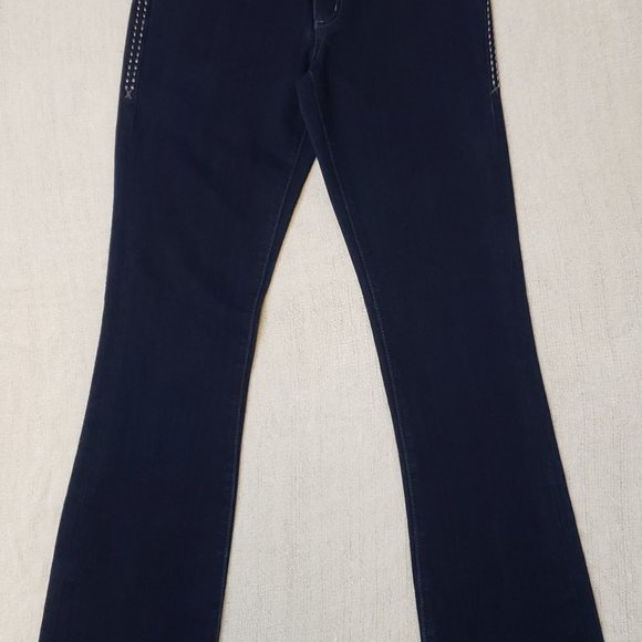 Bootcut Dark Wash Embroidered Jeweled Low Rise Womens Seven7 Jeans Size 27 - Picture 2 of 12